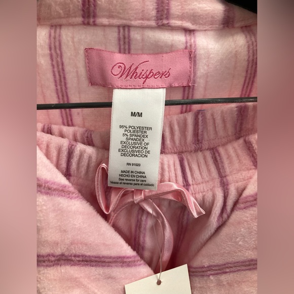 Whispers pink striped med pj set new with tags - Picture 3 of 5